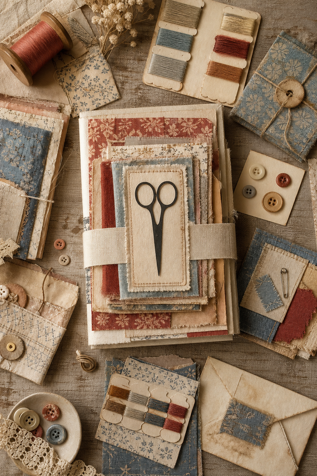 Preview of Vintage Sewing Junk Journal Kit