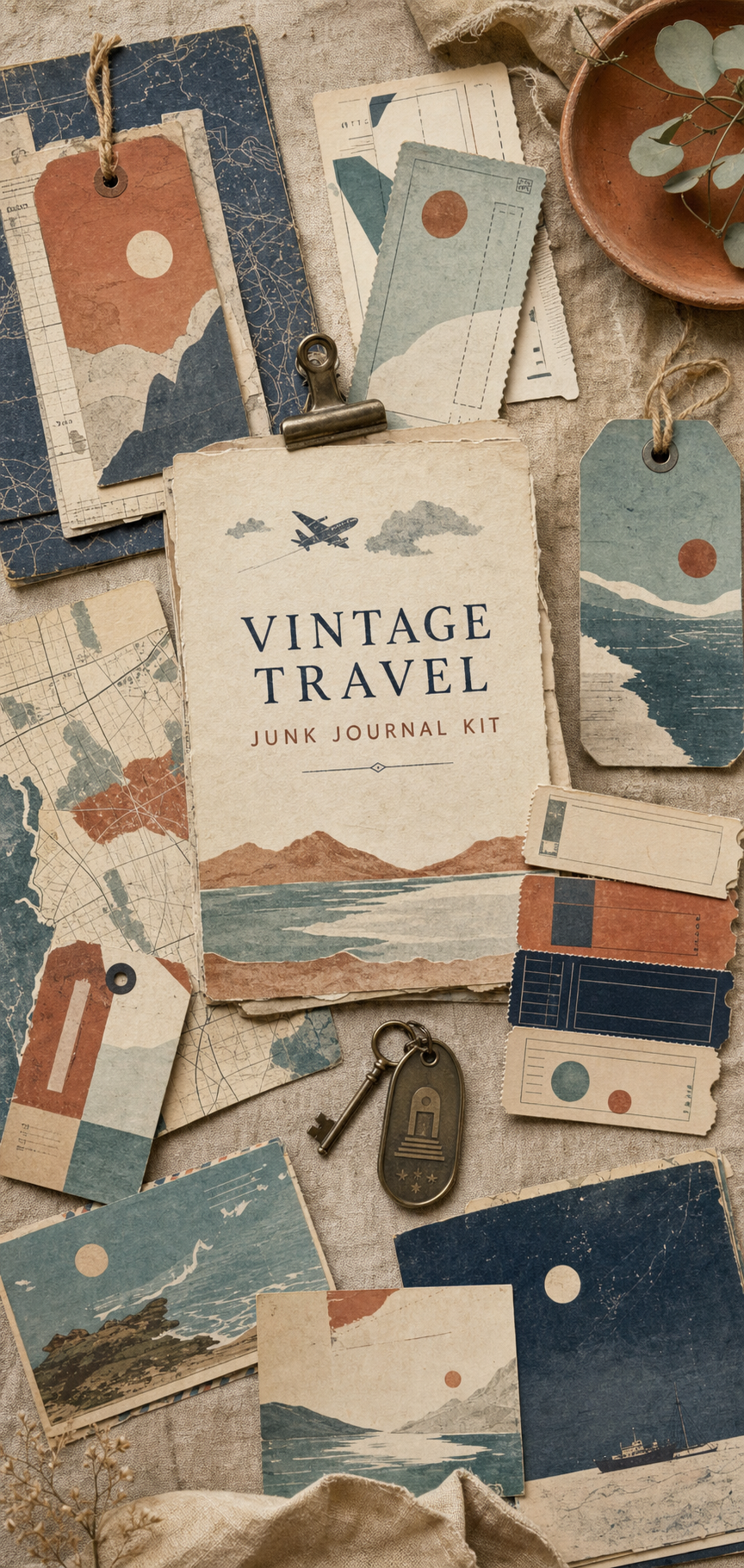 Preview of Vintage Travel Junk Journal Kit