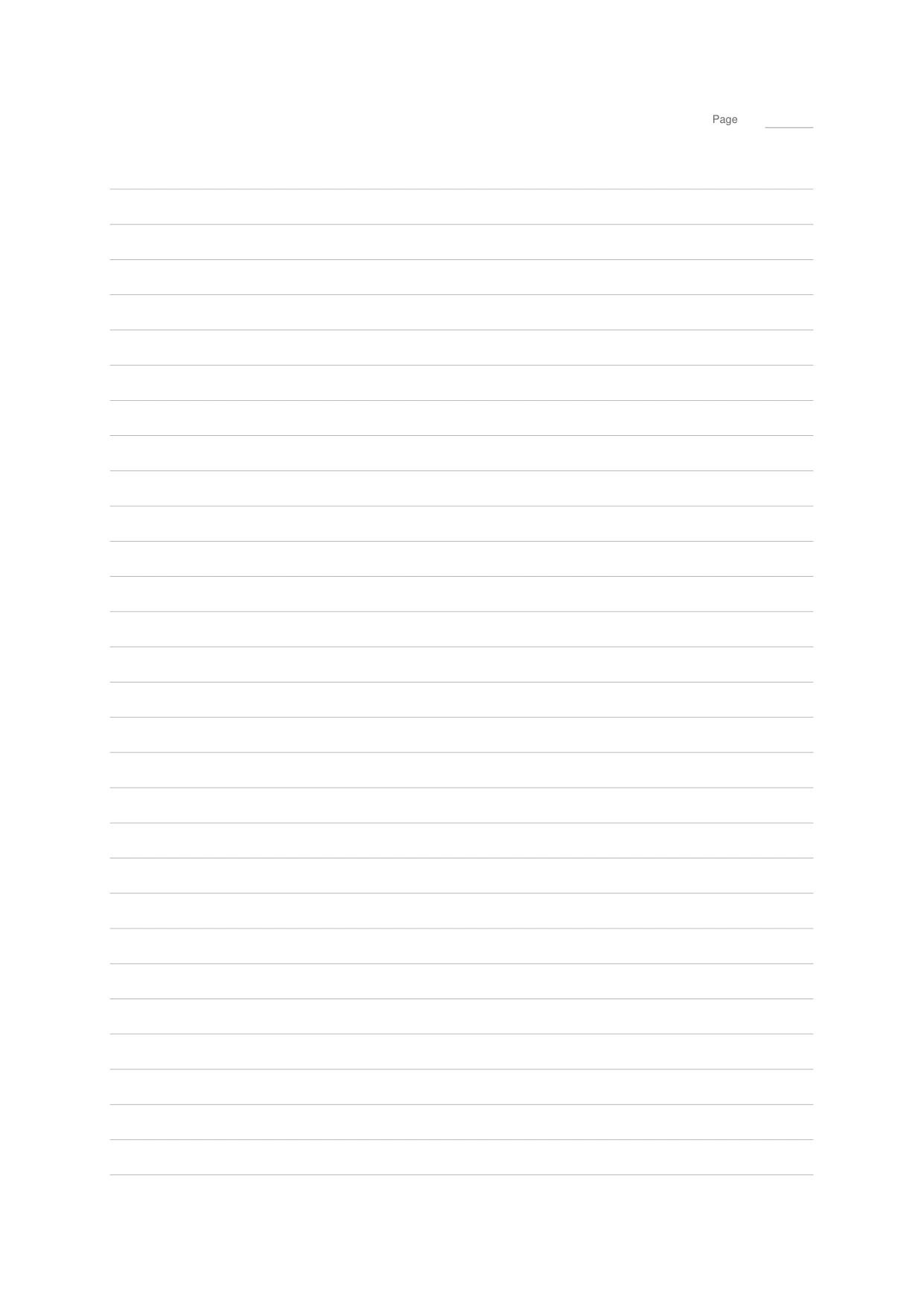 Actual plain letter continuation page with 8 mm rules and a page-number space