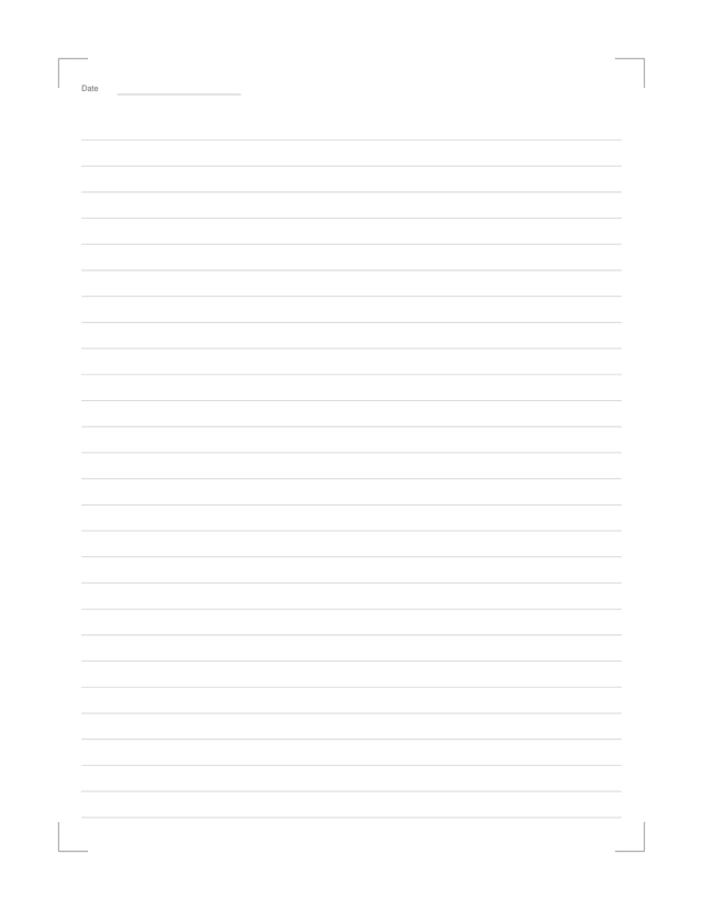Actual low-ink stationery with fine gray writing rules, date space and minimal corner accents: full Letter printable sheet